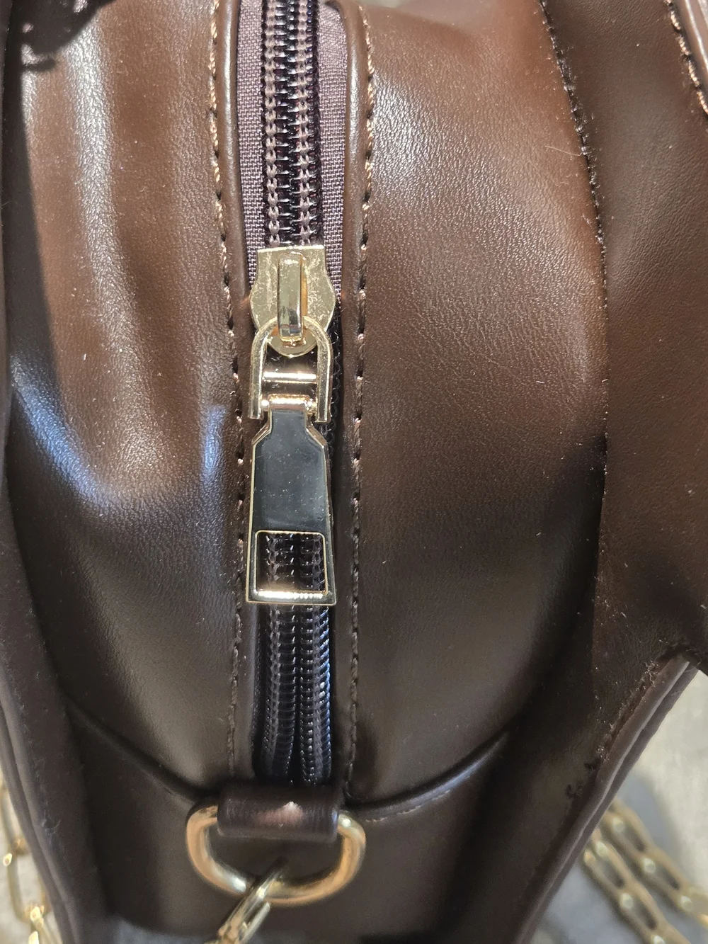 Coffee Cup Crossbody Bag in Brown with Gold Chain